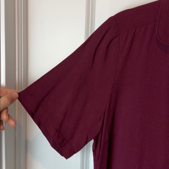 Wine short sleeve button up blouse - Picture 4 of 8